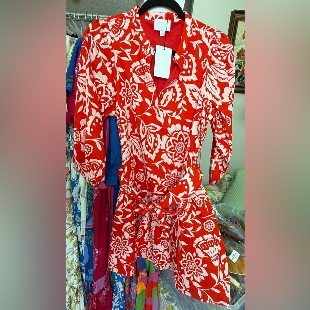 SugarLips Hazen Floral Leola Shift Mini Dress Red Multi - Picture 8 of 8